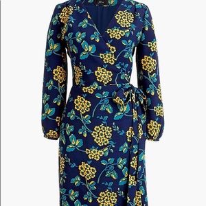 Golden floral wrap dress in 365 crepe